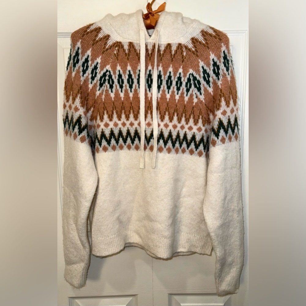 FRYE Women's Cozy Hooded Sweater Size Small Fair-Isle NWT